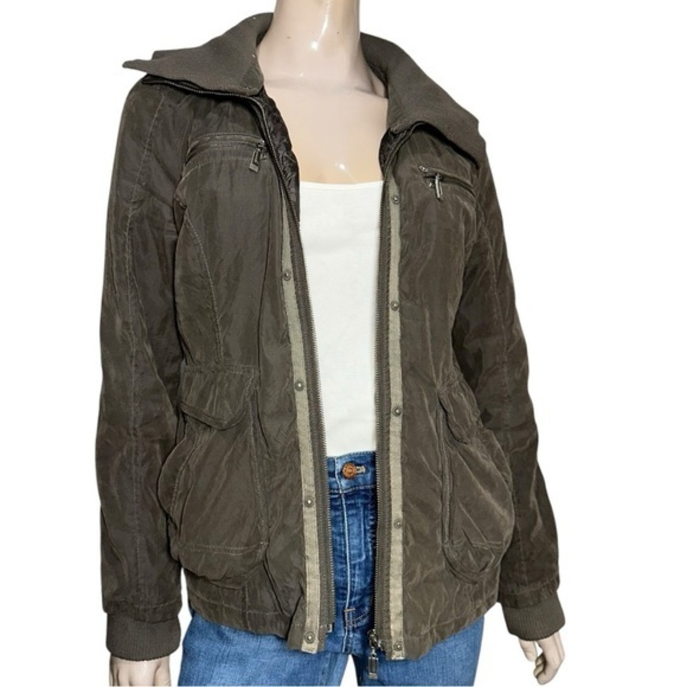 Mur Mur Women’s Size L Khaki Brown Barn Utility Quilted Zip Up Jacket